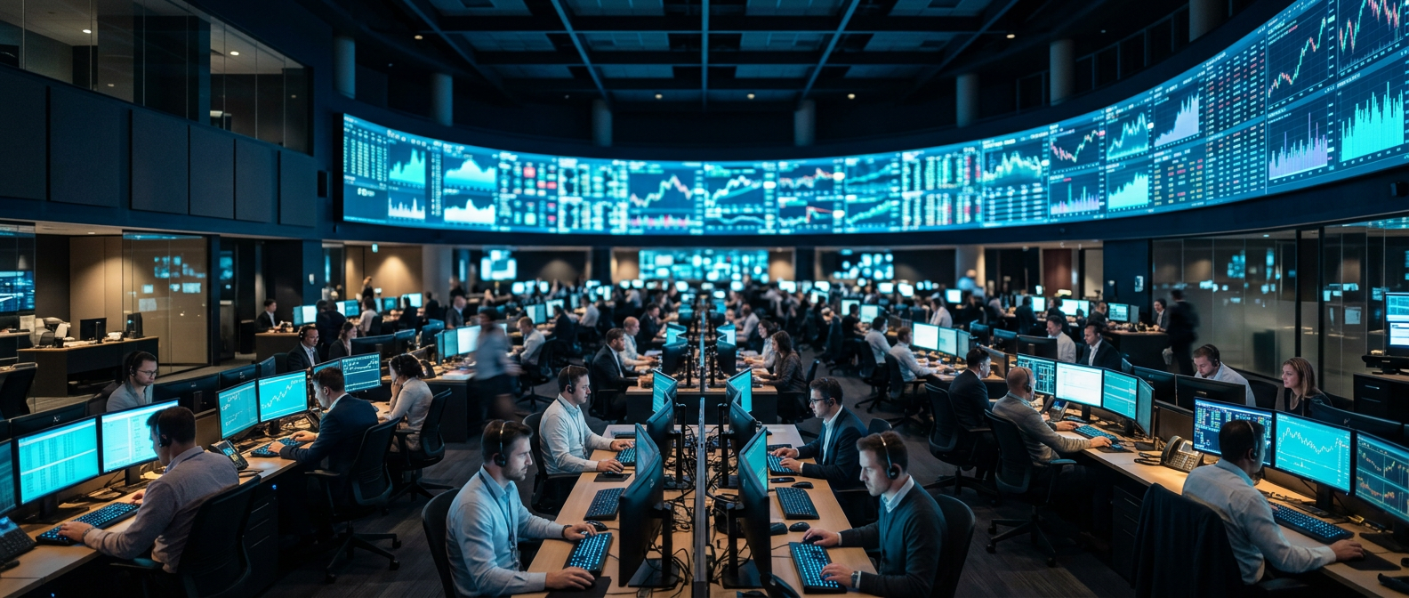 Capital markets trading floor command center